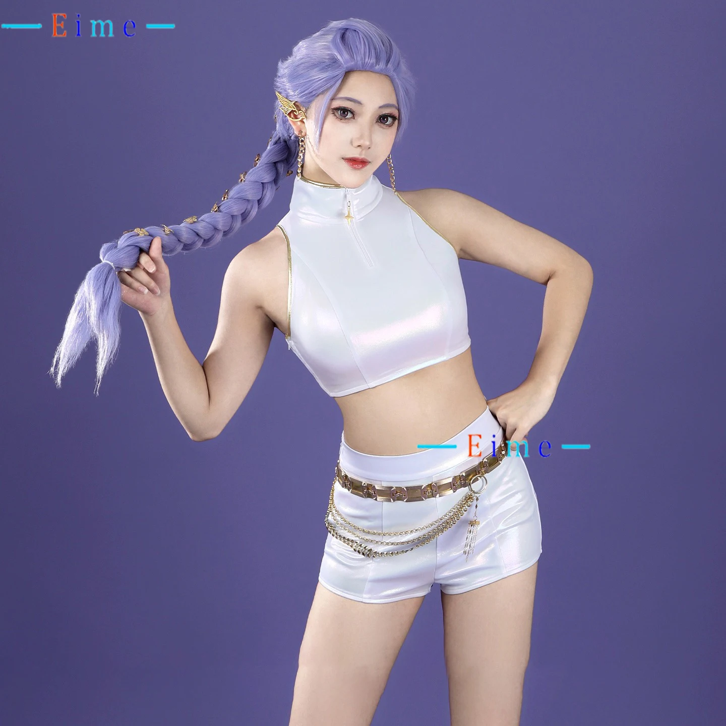 

Kpop Rumi Cosplay Costume Women Cute Party Suit White Top Pants Halloween Carnival Uniforms Anime Clothing Custom Made