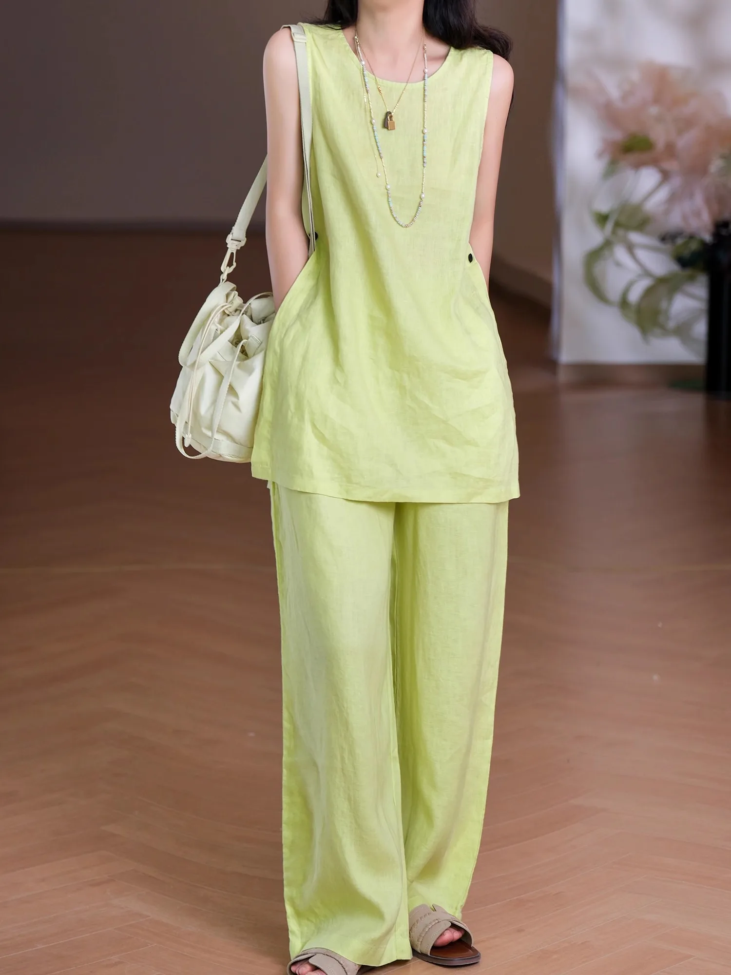 

Простой жилет на одной пуговице, цветная тканая льняная одежда, летняя одежда из тонкого материала, круглая, бал стандартной длины