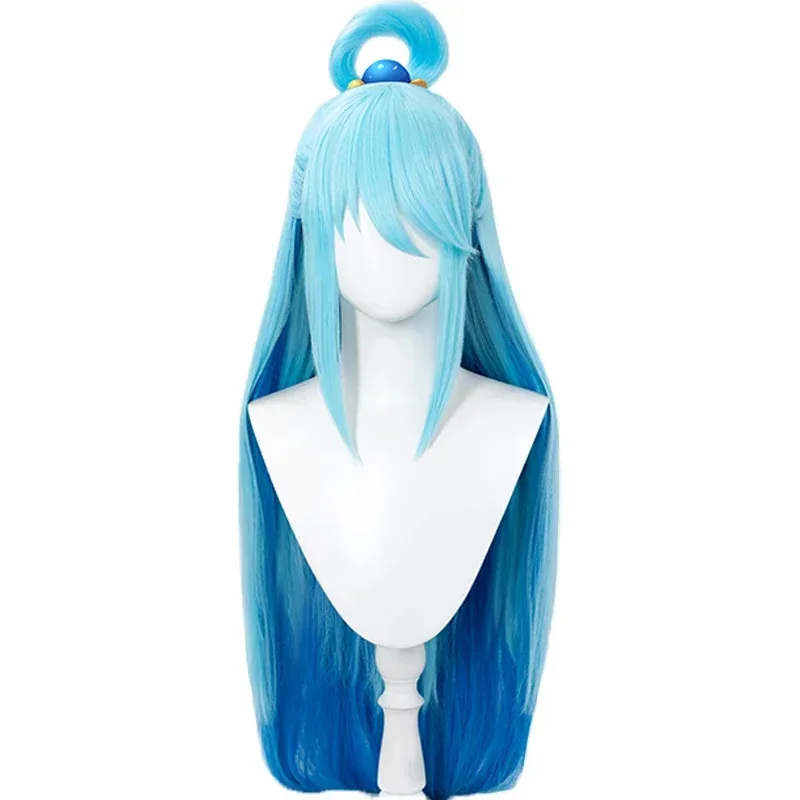 IN MAGAZZINO Parrucca Aquaa Parrucca Cosplay Anime DokiDoki Aquaa Costplay Donne Lunghi Capelli Blu Alta Resistente Al Calore Protezione Della Parrucca Gratuita