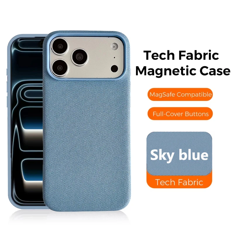 Neue Luxus-Tech-Gewebehülle mit magnetischer kabelloser Ladefunktion für iPhone 18 17 Air 13 12 Pro Max 16 15 14 Plus, stoßfeste Abdeckung – Detail 1