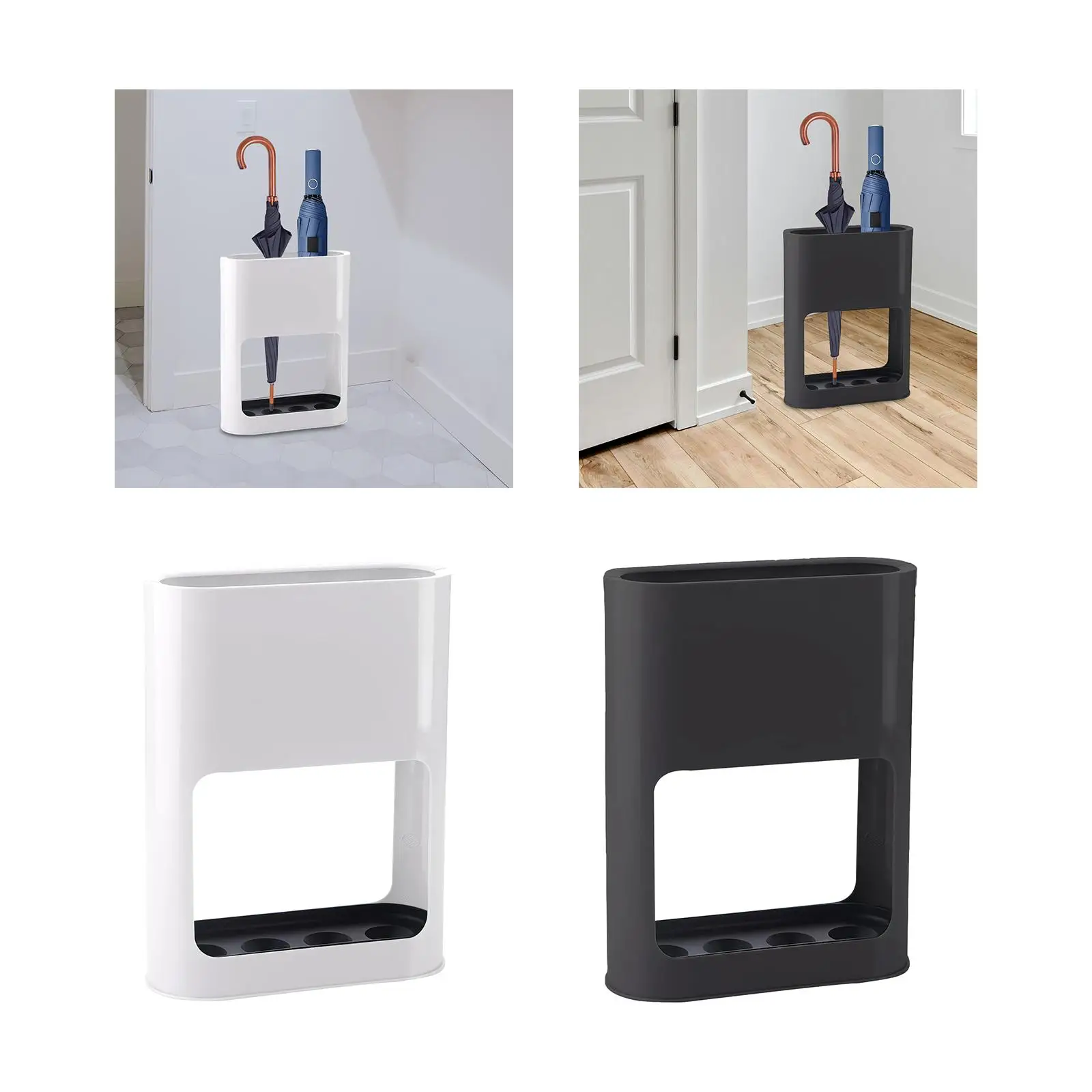 Stylish Plastic Umbrella Holder Bucket Compact Floor Rack Space Saving Organizer for Indoor Entryway Home Office Hallway
