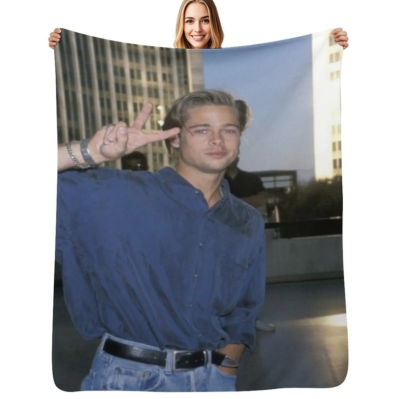 brad pitt 90s Throw Blanket Outdoor Soft Blanket for Picnic Beach Camping