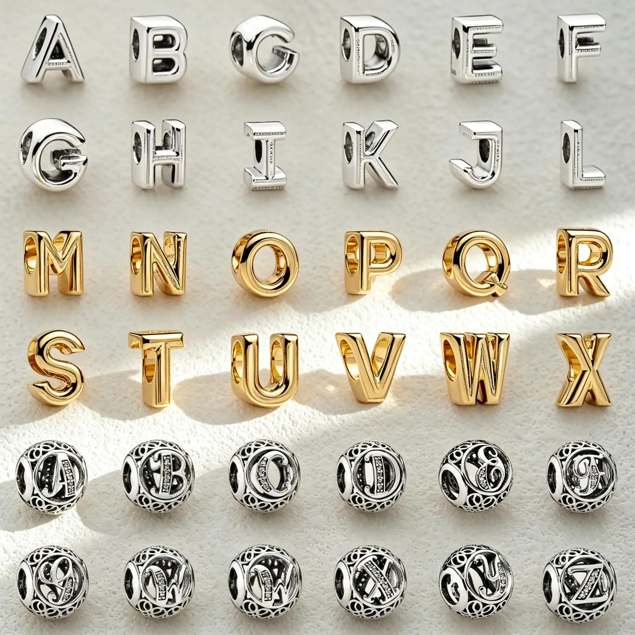 A-Z letters S925 Silver Accessories, DIY Bracelets, Necklaces, Interval Pendants, Customized Names, Handmade High-End Jewelry