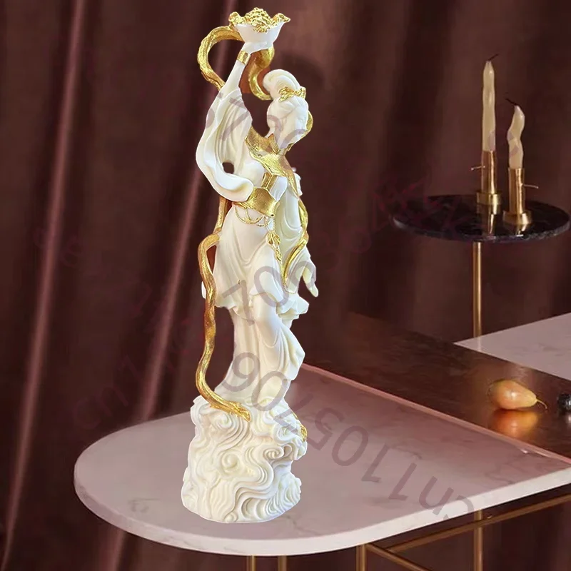 Beauty Scattered Flowers Characters Decorative Statue Resin Art Sculpture Home Room Office Decoration Accessories 9.82 In
