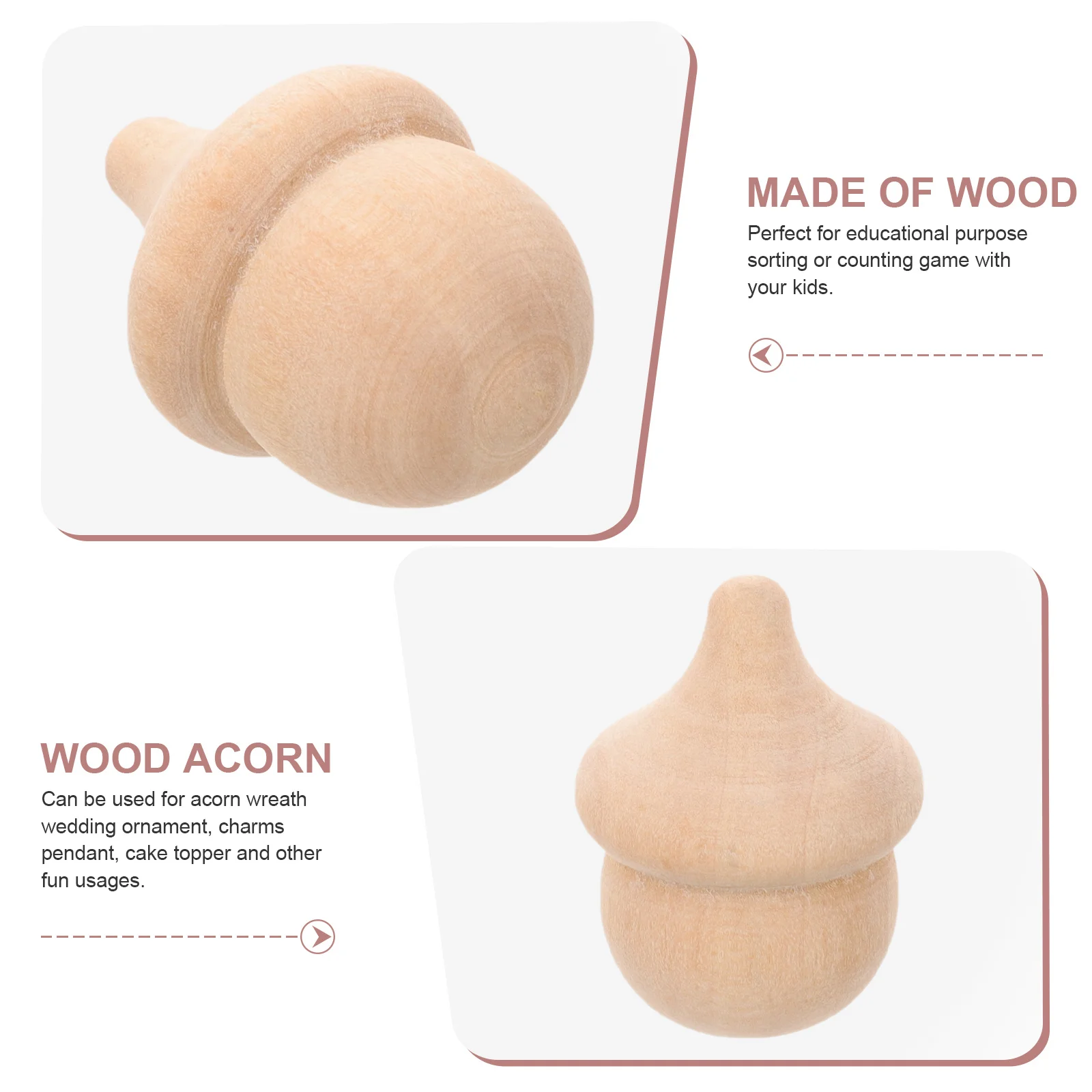 20 szt. Drewniane żołędzie niedokończone do rękodzieła DIY, ozdoby ślubne, dekoracje, drewniane żołędzie do rękodzieła, ozdoba z drewnianego żołędzia