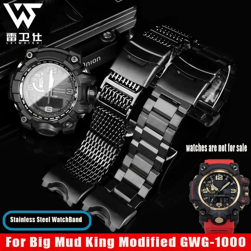 الفولاذ المقاوم للصدأ حزام الساعات ل كاسيو G-SHOCK الرجال كبير الطين الملك الجيل GWG-1000 -1A/A3 تعديل حزام ساعة معدني سوار