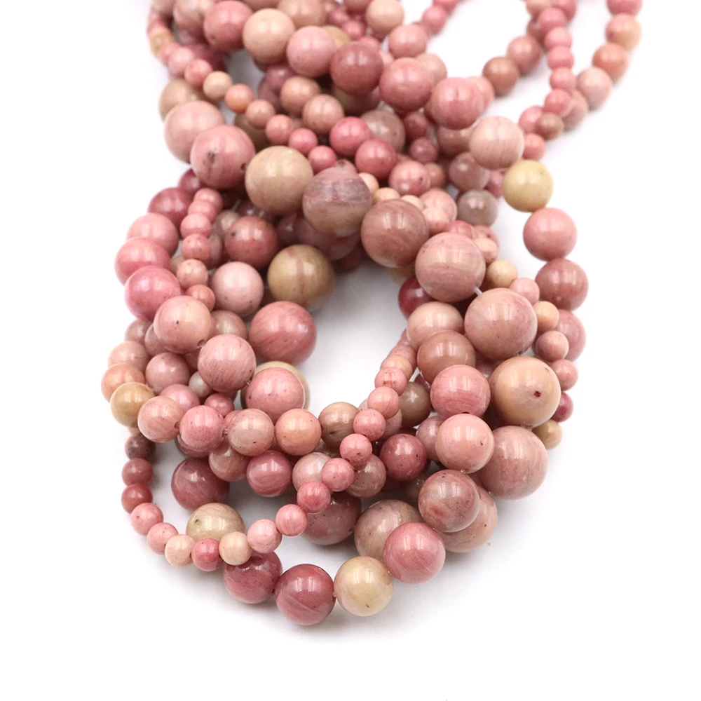 Pink Rhodochrosite Beads Natural Stone 2 3 4 6 8 10MM Round Quartz Loose Beads For Jewelry Making DIY Bracelet Accessories 15