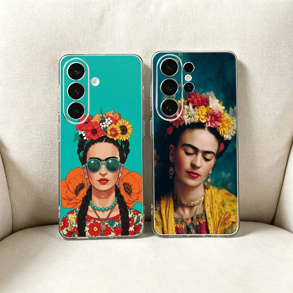 Fashion F-FridaS K-Kahlo Phone Case For Samsung S25,Ultra,S24,S21,S22,S23,S30,Plus,Fe,Lite Transparent Cover