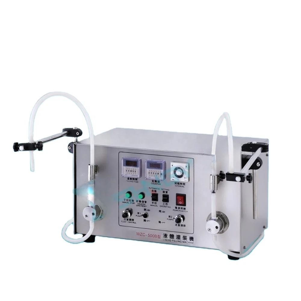 Selling best small portable semi automatic desktop 1/2 heads vials liquid filling machine