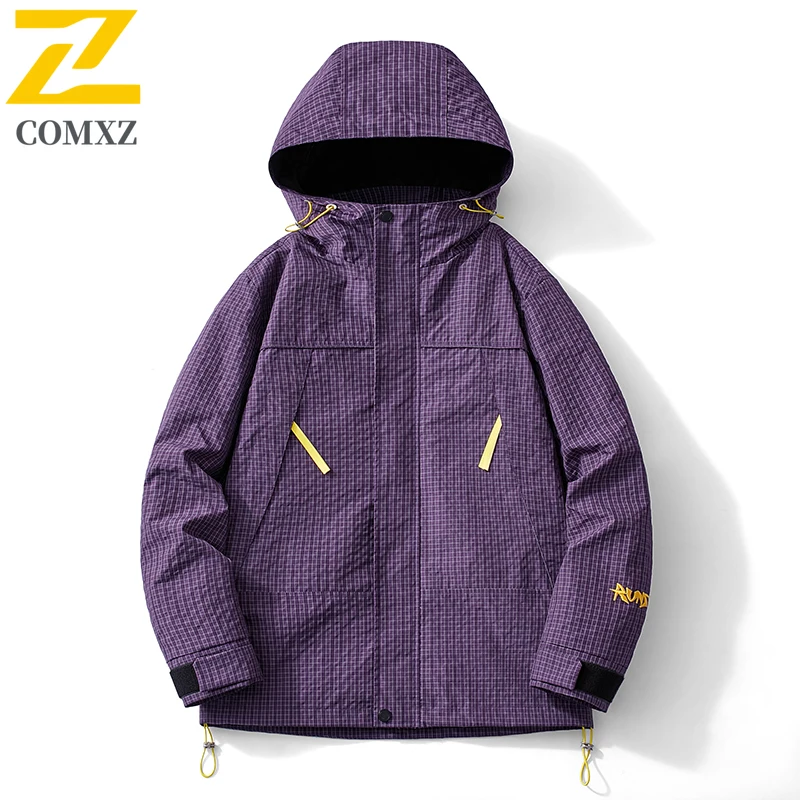 

2025 Autumn Hooded Jacket Men's Casual Fashion Waterproof Windproof Windbreaker Men Outdoor Sports Cycling Pocket Rainproof Coat