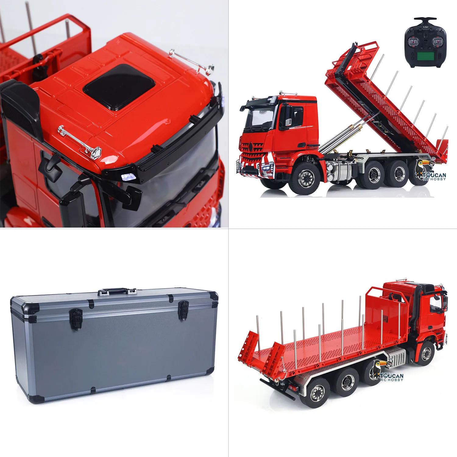 

Toy 1/14 8x8 RC Hydraulic Full Dump Truck Remote Control Painted Finished Dumper Tipper Car 3-speed Light Sound for Boys TH23683