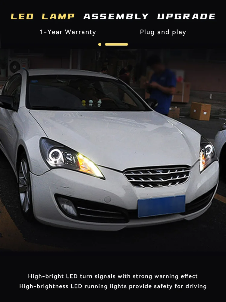 

Car Lights For Rohens Coupe 2009-2013 LED Auto Headlights Assembly Hyundai Xenon Bifocal Lens Tears Eye Design Tools Accessories