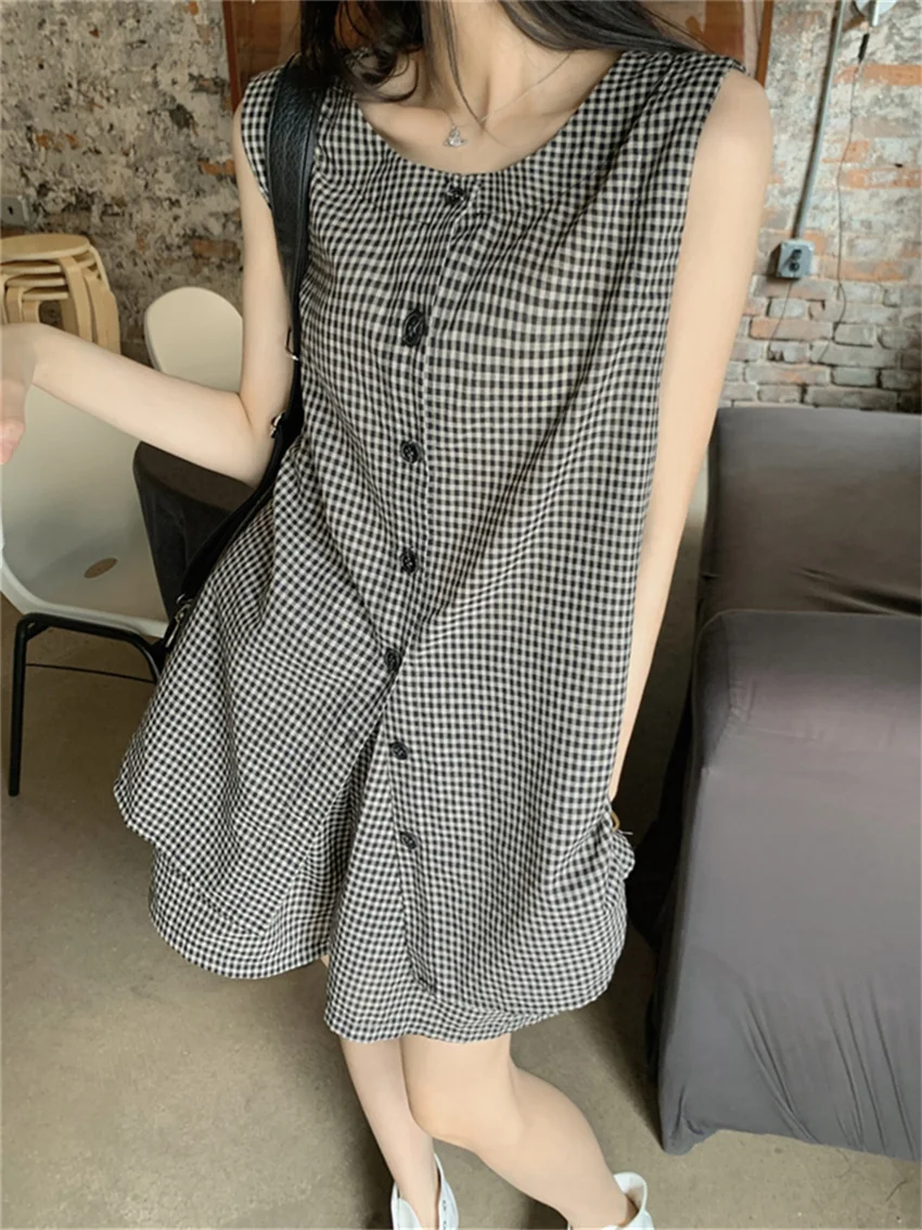 Alien Kitty 2024 Minimalist Women Two Pieces Suits Chic Office Lady Vest Coats Plaid Wide Leg Shorts Loose Work Wear Elegant Set