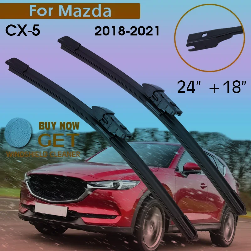 

KOSOO Car Wiper Blade For Mazda CX-5 2018-2021 LHD / RHD Front Window Windshield Windscreen Wiper Blades 24" + 18"