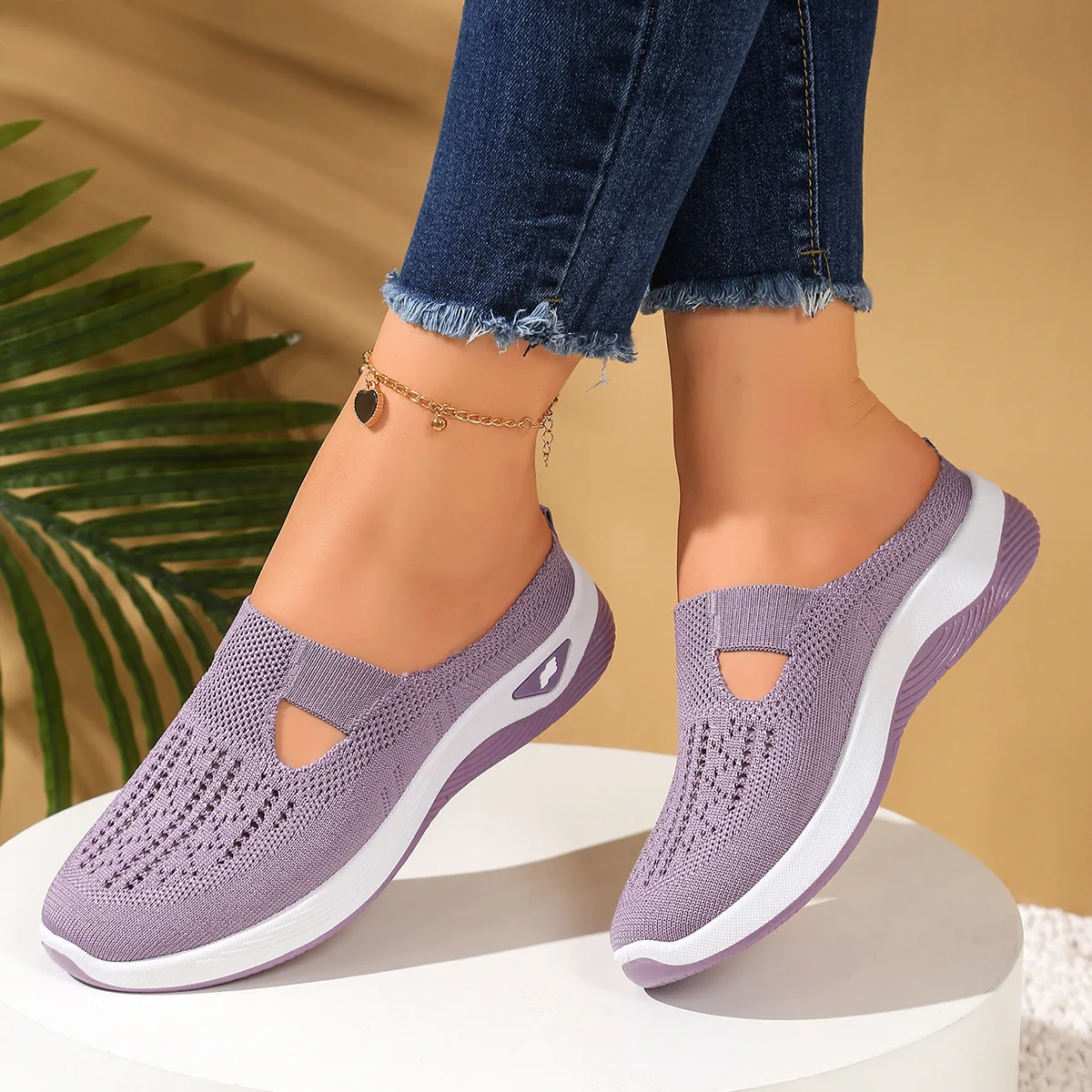 Women Casual Slip On Walking Sandals Breathable Mesh Lightweight Soft Cushion Non Slip Platform Sneakers Outdoor Shoes Summer