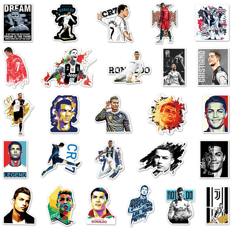 52PCS Cristiano Ronaldo DIY Graffiti Stickers Cartoon Image Refrigerator/Water Cup Party Decoration Originality Sticker