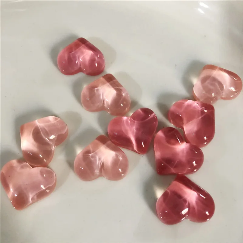 

Розовые желейные нашивки в форме сердца для поделок, украшения чехла для телефона, ледяные прозрачные пластиковые блестящие заколки для волос, аксессуары для изготовления