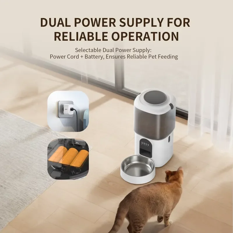 Smart Automatic Pet Feeder with Multi Function Control Panel for Cats Dogs Programmable Food Dispenser Timer Portion Control