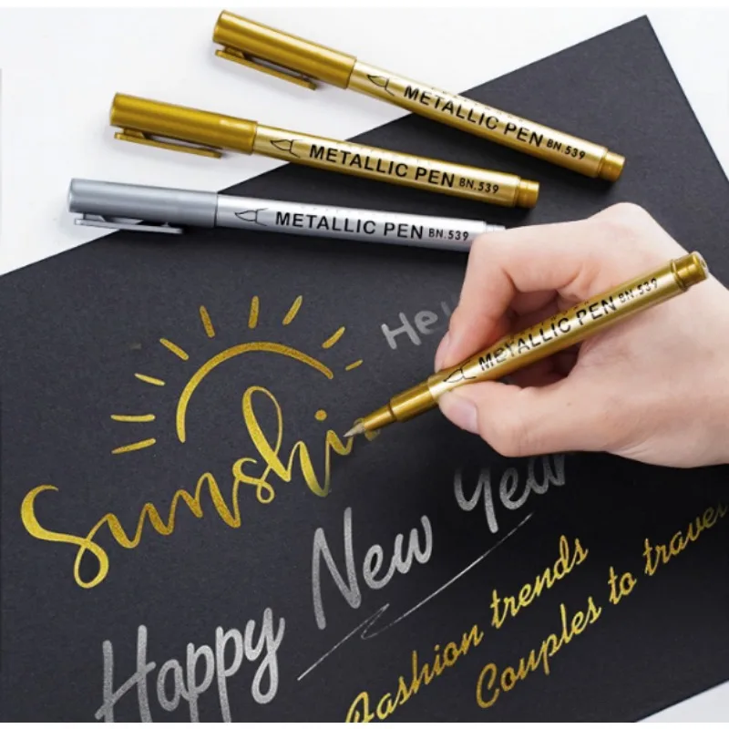 

10 шт. золотистые и серебристые перманентные маркеры — водонепроницаемые, идеально подходят для поделок, искусств из смолы и офисных принадлежностей, водонепроницаемые маркеры