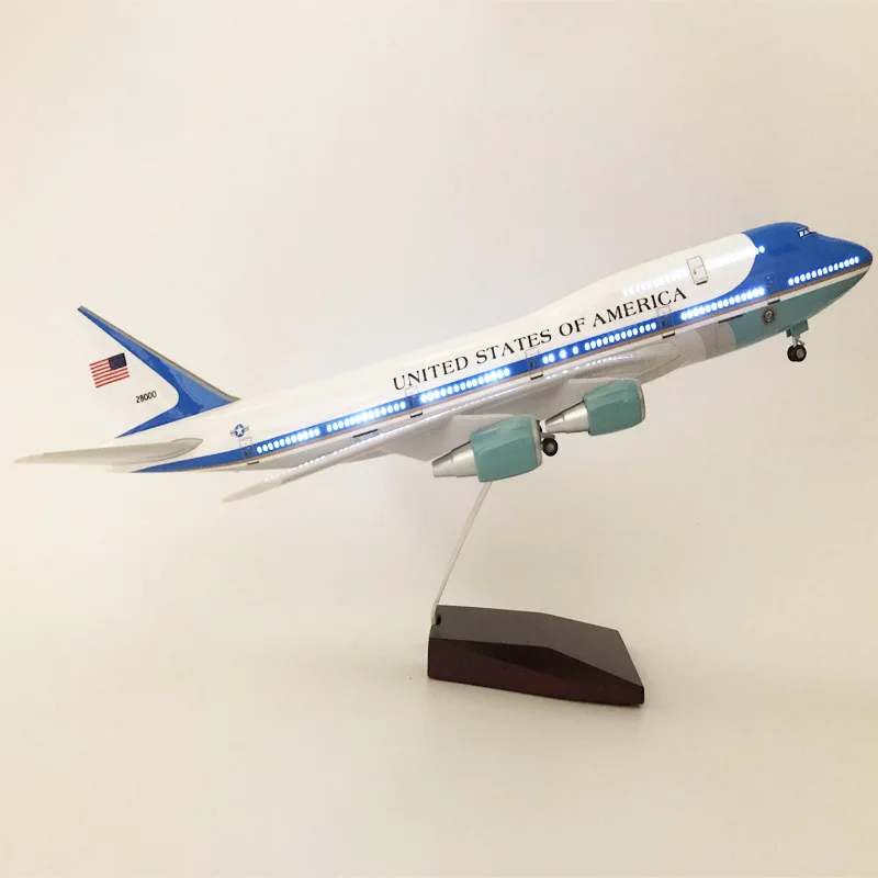 17.2in Airplane Model Toys Diecast Resin Boeing 747 Airplane Air Force One Aircraft Airlines Airways Air Bus with Lights