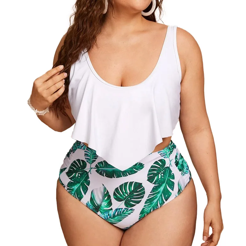 

Ruffle Bikinis 2025 Women Large Size Swimsuit High Waist Push Up Plus Swimwear Female Beach Wear Bathing Suit 4XL