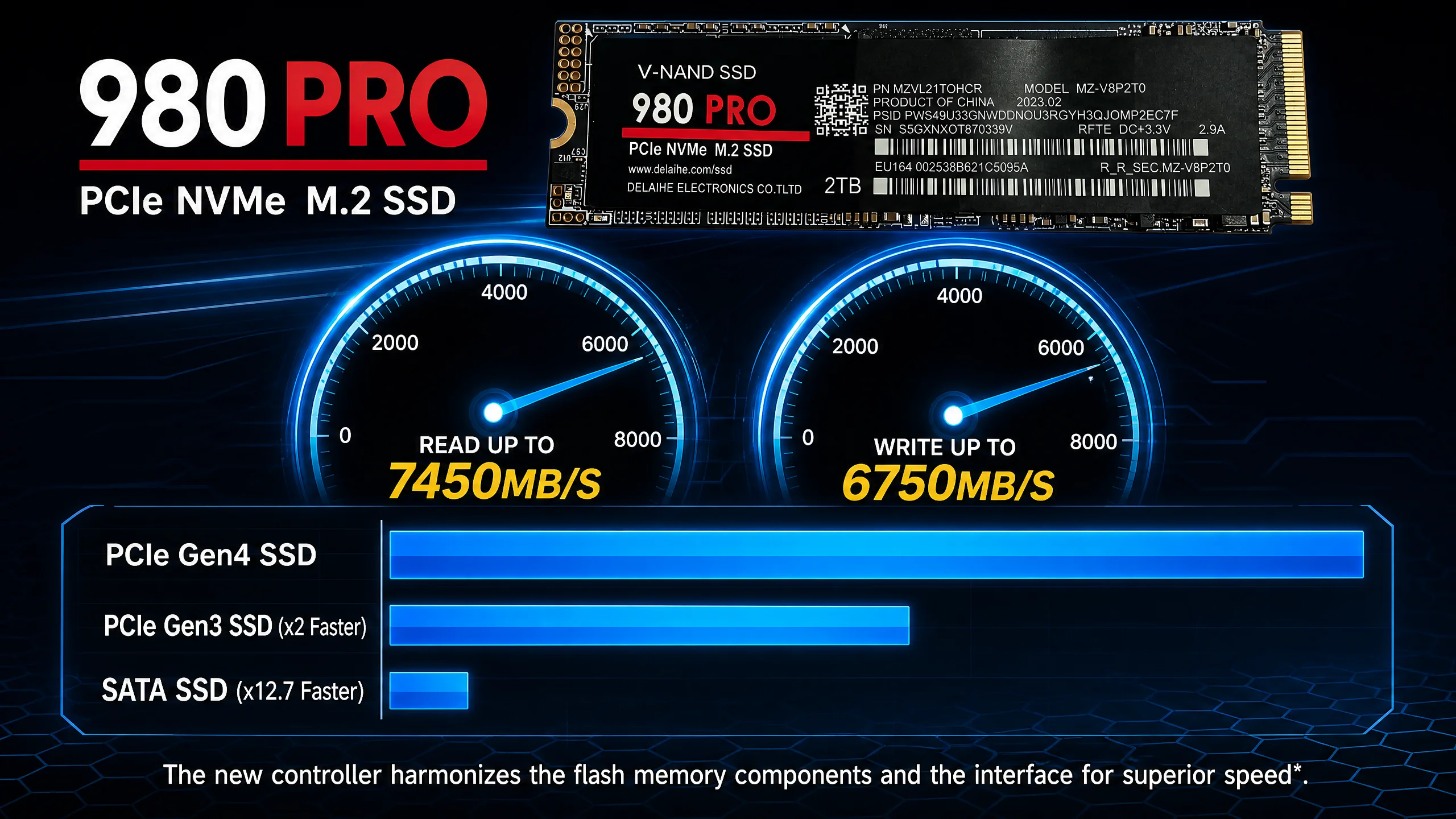Brand+】New 980Pro for Laptop Desktop PC SSD Internal Solid State Drive M.2 NGFF PCIe 4.0 High Speed Up to 7450MB/s