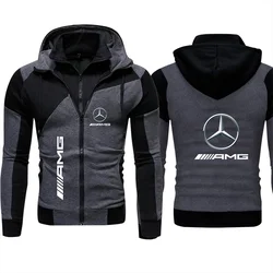 Men's Autumn Jackets Hoodie Mercedes-Benz Logo Hooded Sweatshirt Trendy Thicken Pullover Benz Racing Jacket Fleeced Clothing