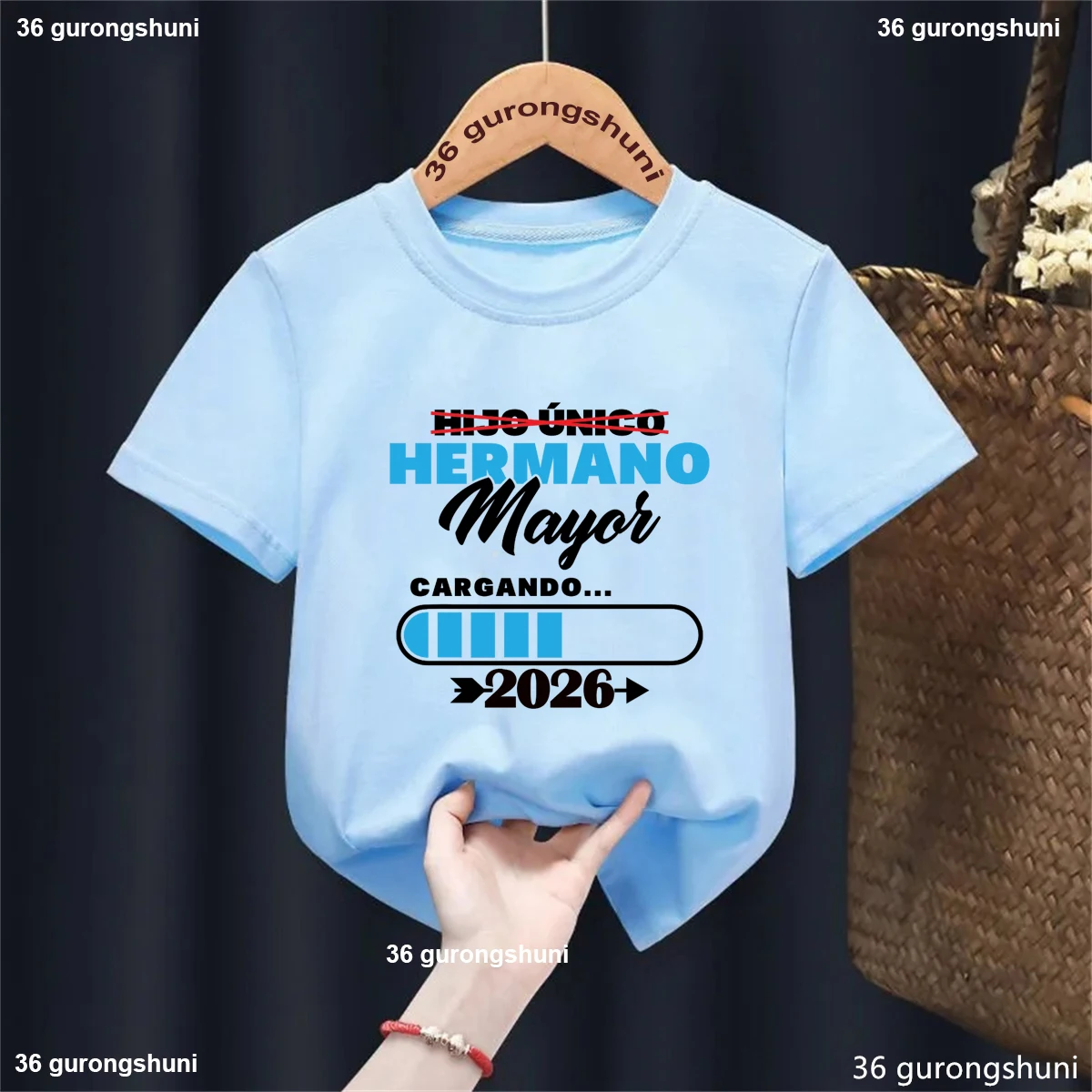 Hermano Mayor 2026 Cargando Hijo Ú nico Camiseta niños Camiseta anuncio de embarazo Camisa futuro hermano hermanas camiseta Tops