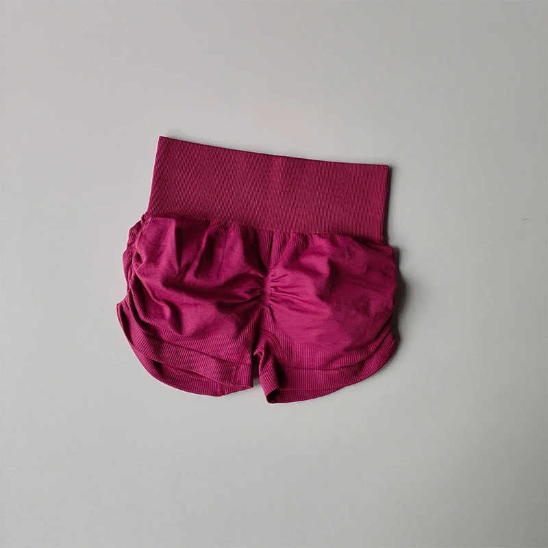 Slanke billen met geplooide sexy shorts Hoge taille Perzikbillen Sneldrogend Strakke hardloopfitness Sportbeha's Draadshorts