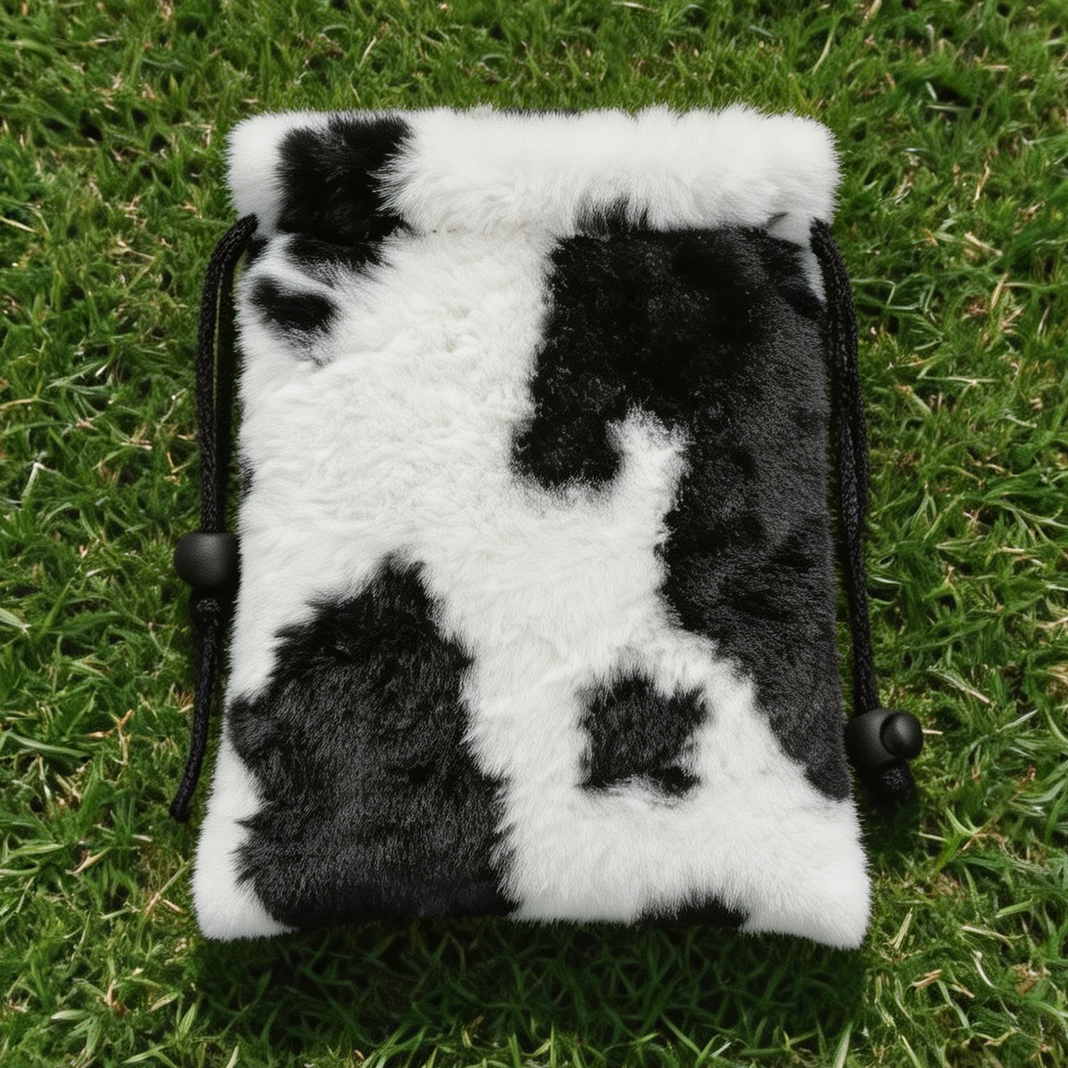 1PC Plush Cow Pattern Golf Drawstring Bag, Random Print, Portable Fluffy Pouch for Golf Balls Tees Small Accessories, Nice Gift