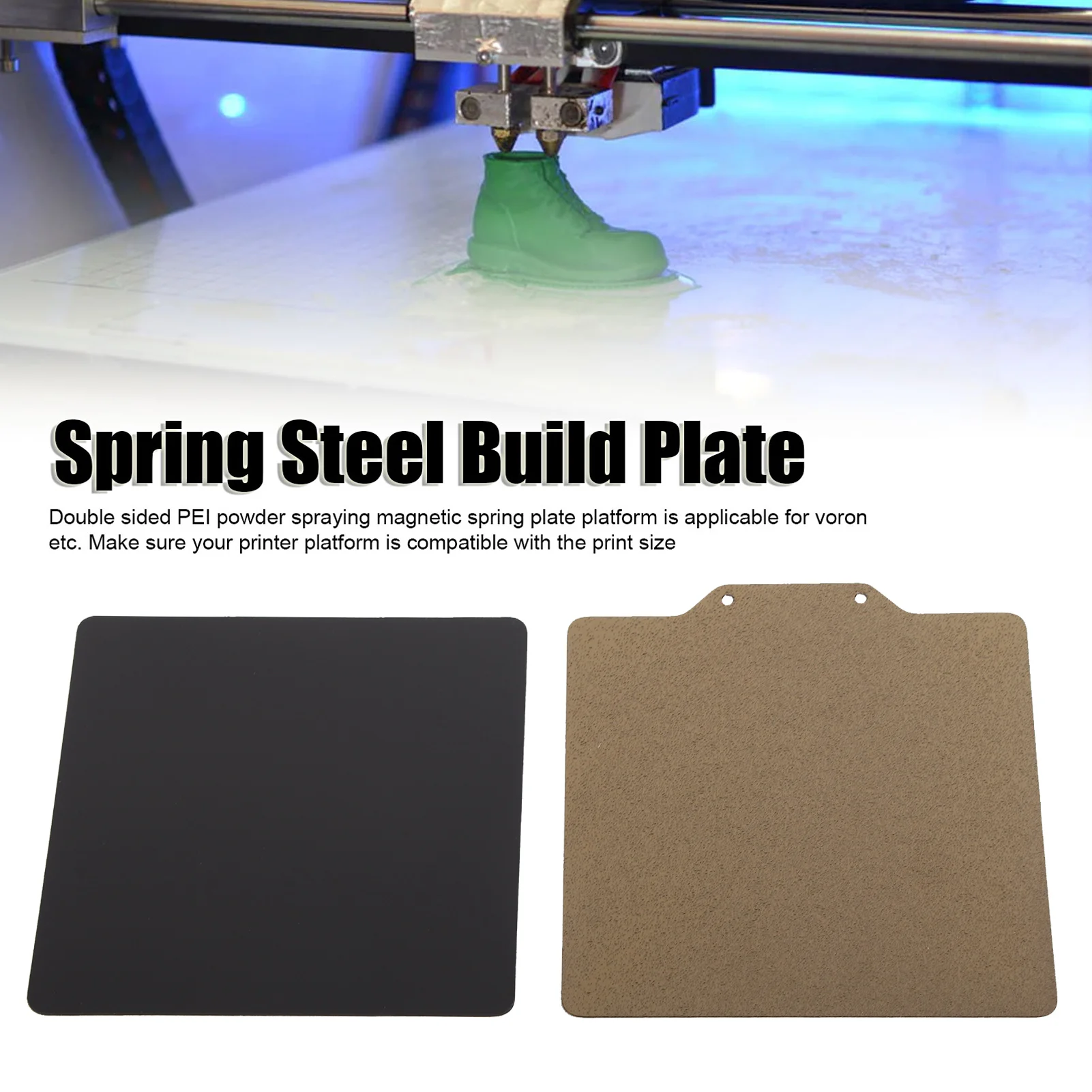 

Spring Steel Build Plate Magnetic Spring Steel 120x120mm 2 Sided PEI Powder Painted for Voron 3D Printer Accessories