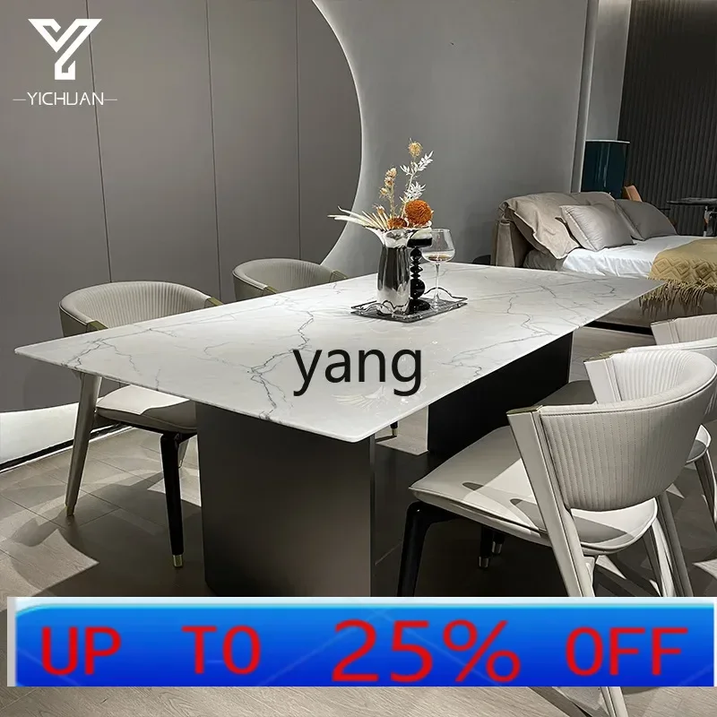 

LMMmarble dining table and chairs modern rectangular large flat high-end stone table