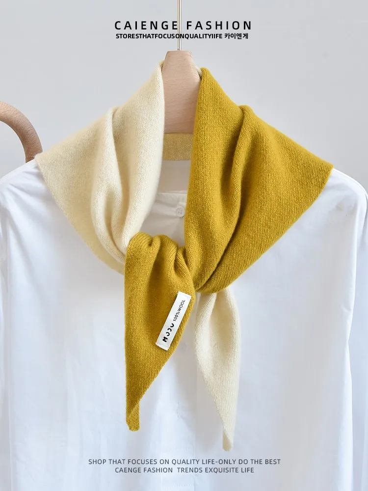 

New Triangular Knitted Woolen Scarf for Women Warm Autumn Winter Faionable Korean Sle Multifunctional All Season Ne Warmer