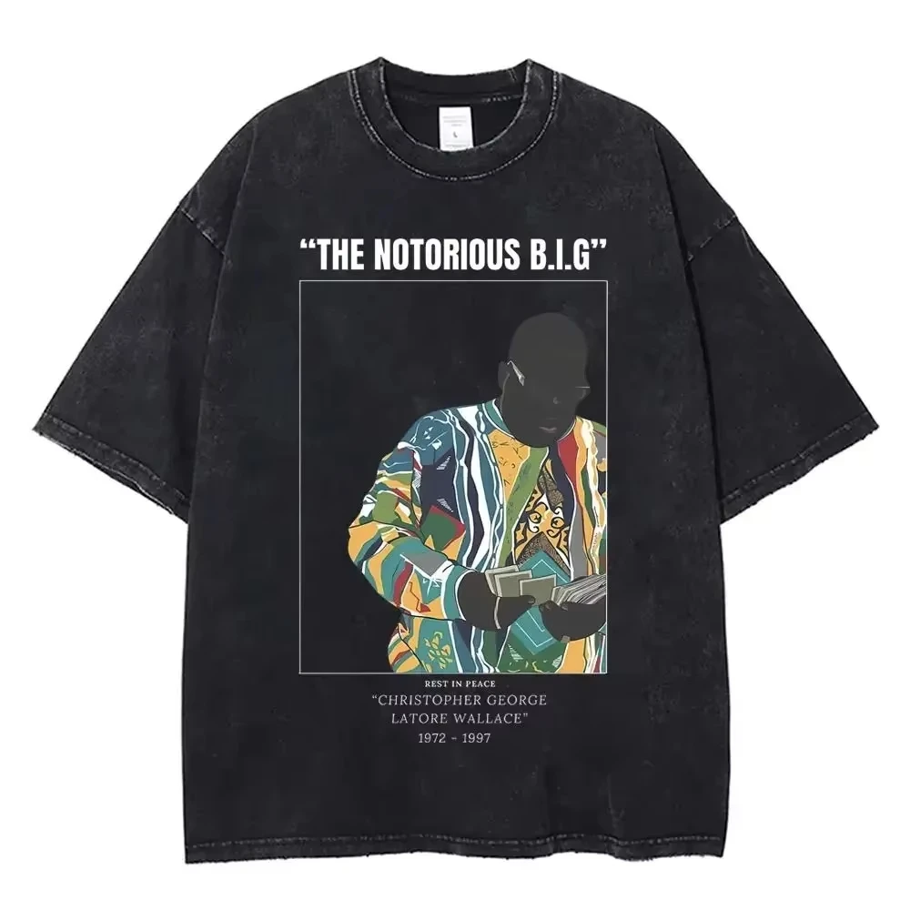 

Футболка с графическим принтом The Notorious B.I.G., винтажная, оверсайз, в стиле хип-хоп Y2K, с коротким рукавом, модная одежда для рэперов, унисекс