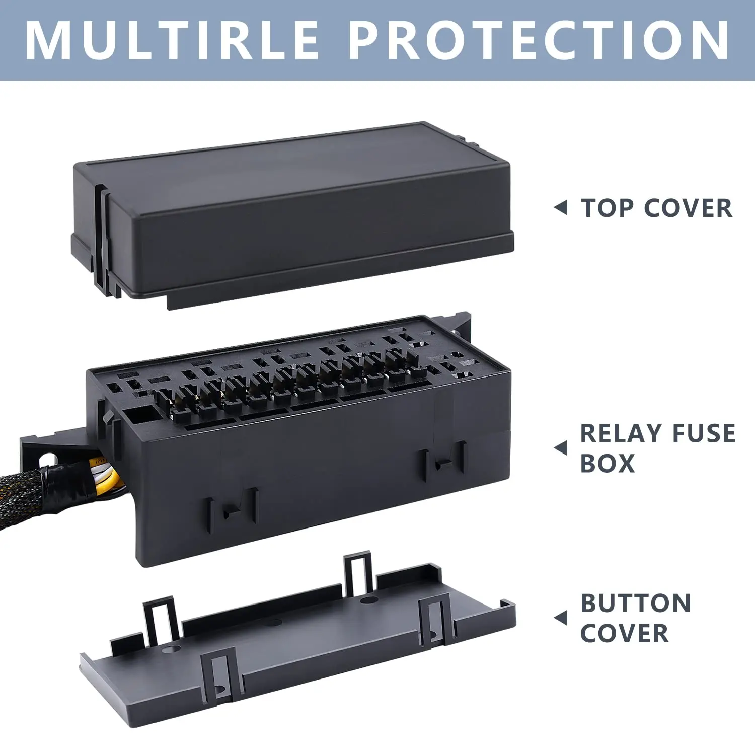 11 Way Relay 12V Automotive Fuse Blocks Relay Box with 12 AWG Pre-Wired Waterproof Fuse Box, ATC/ATO Blade Fuse for Auto Car