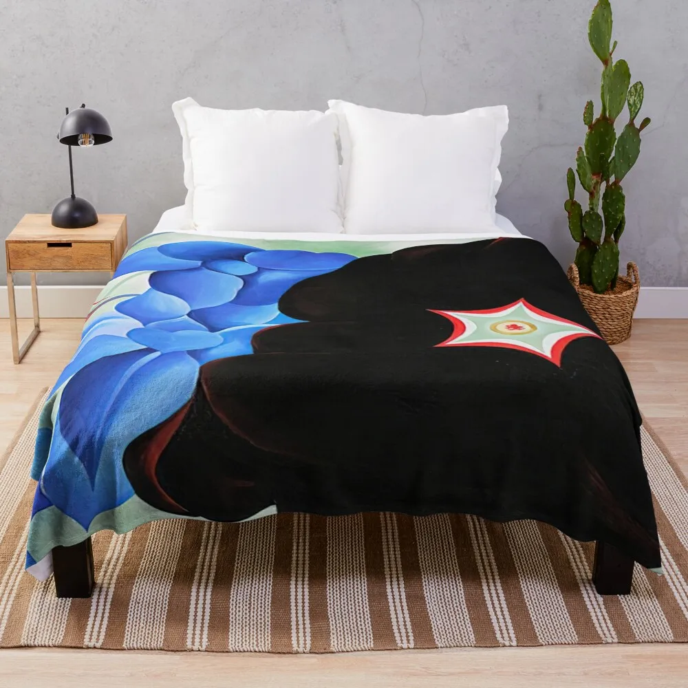 Black Hollyhock - Blue Larkspur Throw Blanket valentine gift ideas Sleeping Bag Luxury Brand Blankets