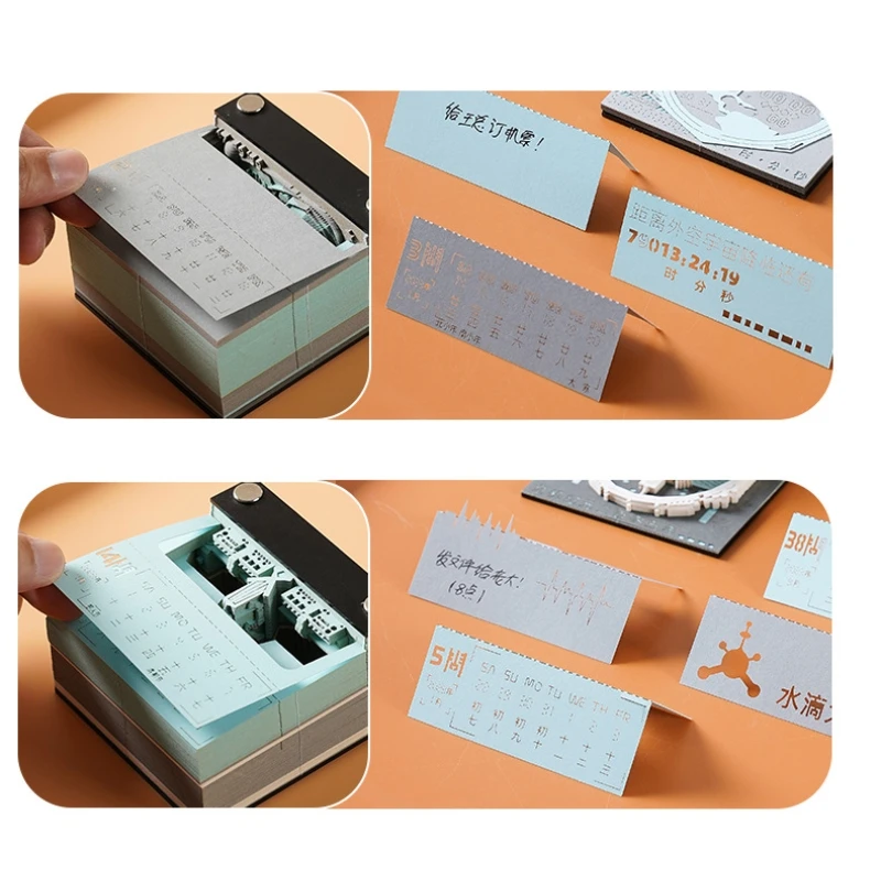 3D Paper Carving Notes Notebook Micro Landscape Architecture Convenience Stickers Desktop Decoration Office Student Notes Gifts