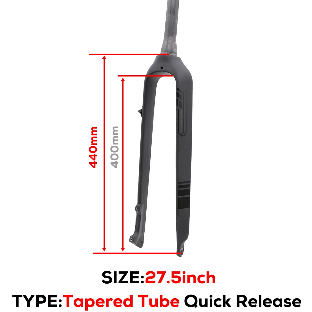 MTB Full Carbon Fiber Rigid Fork,Straight/Tapared Tube Bicycle Fork,9*100mm Quick Release,Thru Axle 15*100mm,26/27.5/29 Inch image 3