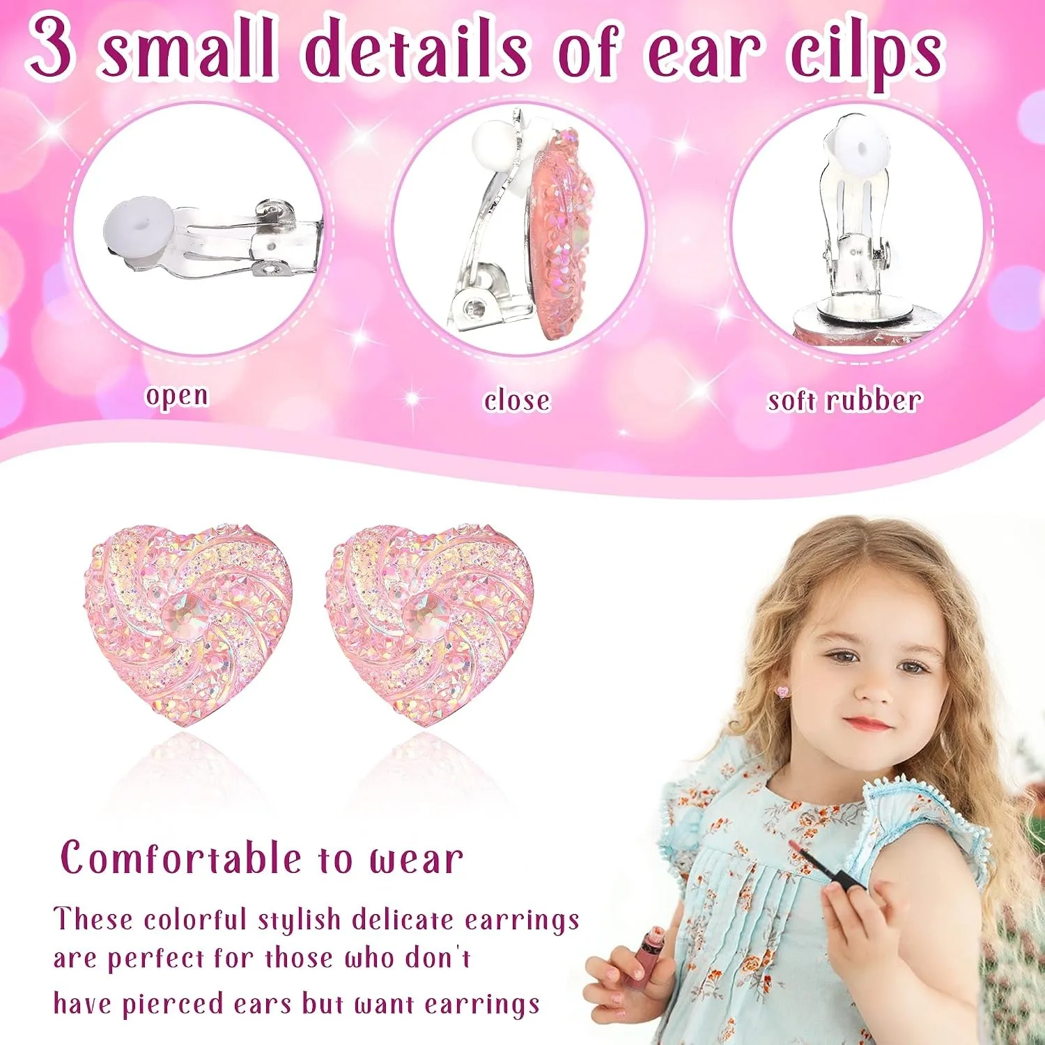 Bobisty 12 Pairs Clip On Earrings for Women Dress Up Jewellery Set Cute Clip on Earrings Non-Pierced Stick on Earrings Jewelry