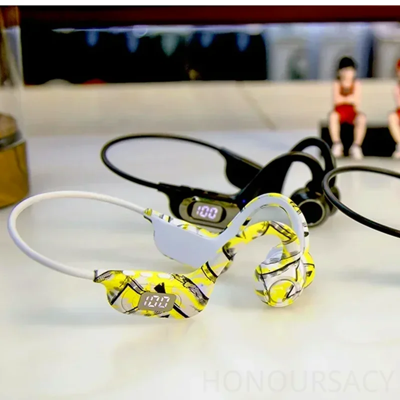 

Беспроводные наушники с костной проводимостью Bluetooth5.3, подвесные наушники с умным цифровым дисплеем, гарнитура с длительным сроком службы батареи, спортивные наушники