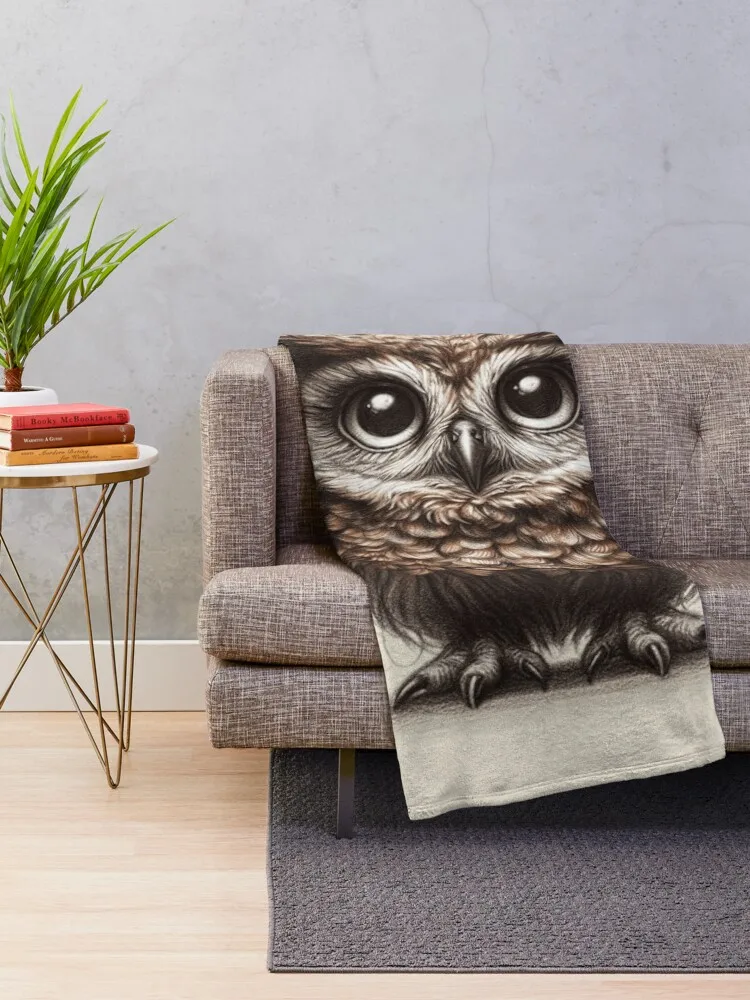 Up Owl Night - Cute Nocturnal Owl Design Throw Blanket Decoratives Soft Plush Plaid Blankets