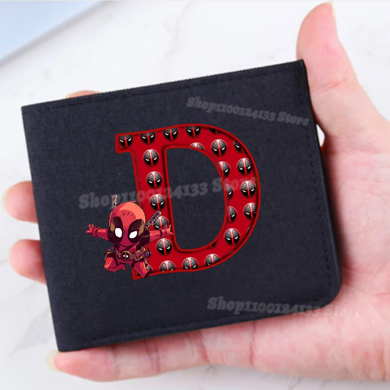 Deadpool-Porte-monnaie pliable pour hommes et enfants, lettres Disney Py, film, dessin animé, imprimé, portefeuille, adulte, portable, carte bancaire, mini sac, garçons, enfants, cadeau