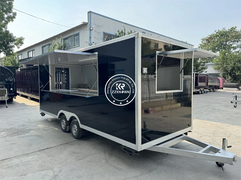 Concession Food Trailer With Fully Kitchen Coffee Kiosk Mobile Kitchen Fully Equipped Square Food Truck