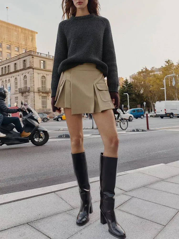 

Sweet Faion High Waist Double Breasted Workwear Skirt Pants Women's New Arrival 2025 Slim Fit ort Length Chinese Sle