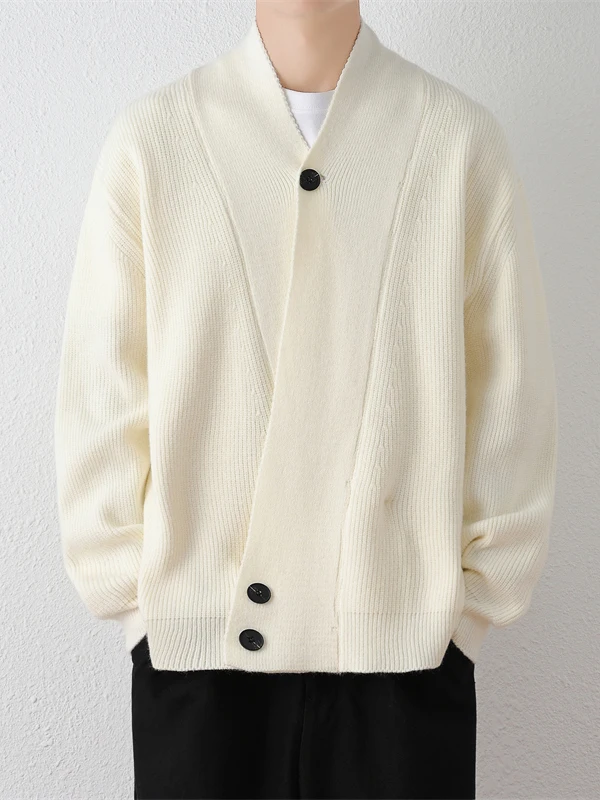 

Асимметричный вязаный открытый кардиган с v-образным вырезом, мужской свободный свитер, джет, ретро, национальный, повседневный, Новое поступление 2025 г.