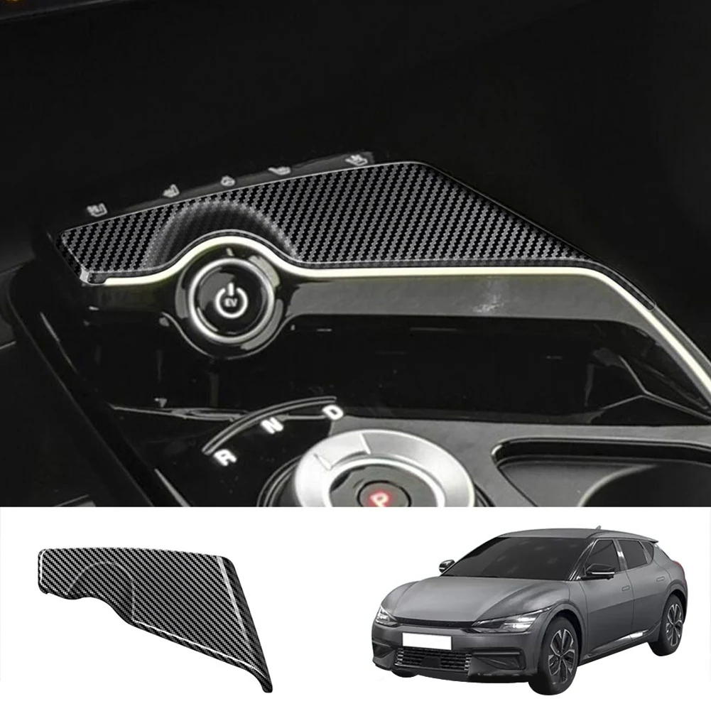 Car Carbon Fiber Central Gear Upper Shift Panel Control Panel Decal Interior Modification for KIA EV6 2021 2022 LHD