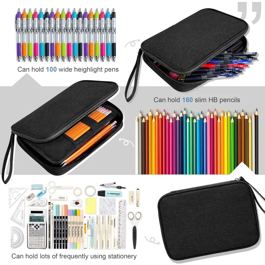 Custodia portaoggetti di grande capacità per pennarelli Astuccio per matite con design semplice Borsa per cancelleria compatta per materiali artistici e schizzi