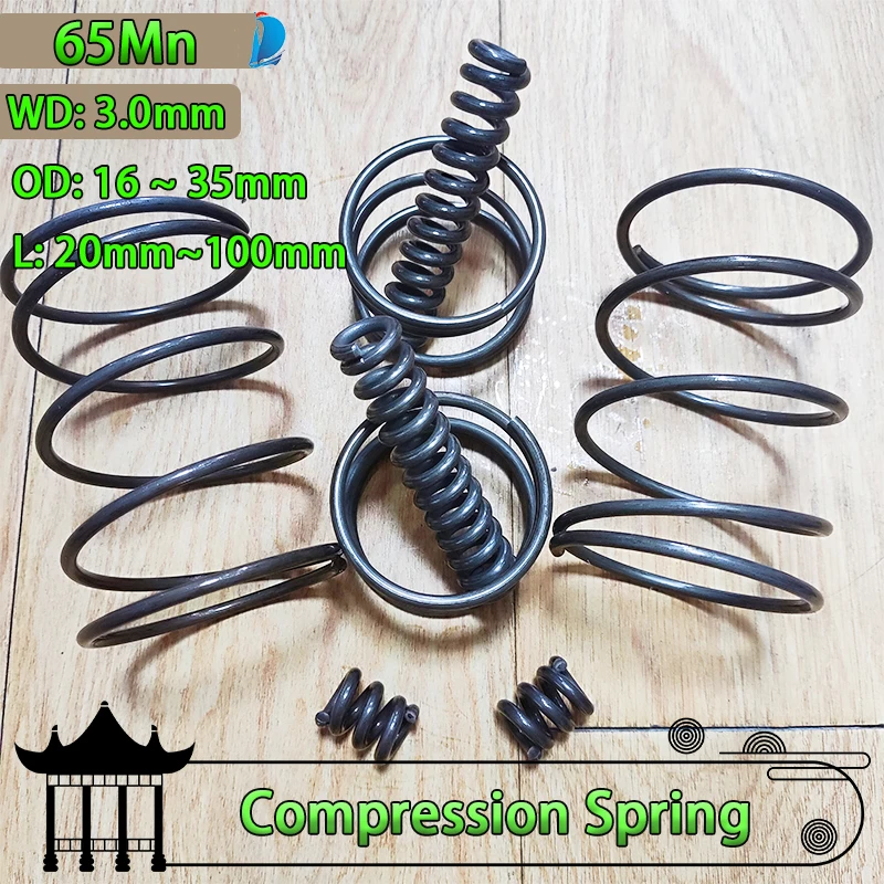 

2 Pcs 65Mn Wire Diameter 3.0mm Cylidrical Coil Compression Spring Return Release Pressure Spring Steel Coils Compressed Springs