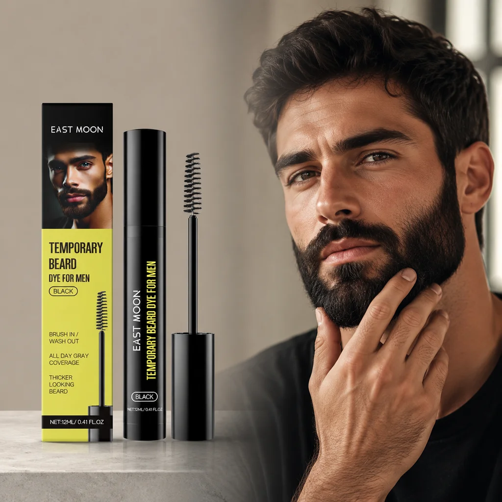 Black Beard Tint Gel Men Eyebrow Color Temporary Beard Dye Touch Up Stick Natural Beard Color Gel Instant Black Gel Gentle Chic