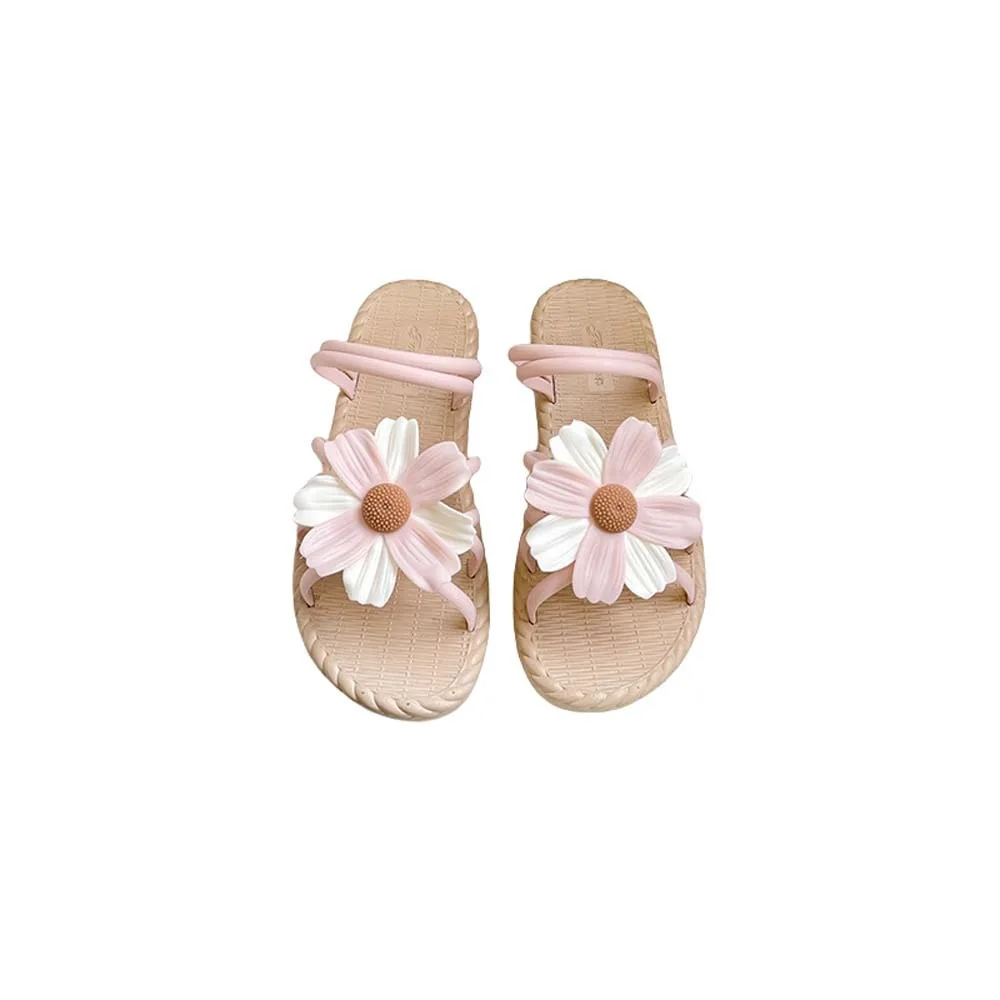 الحلو بولي كلوريد الفينيل زهرة الشقق النعال المضادة للانزلاق بحر أحذية ديزي يقلب يتخبط البوهيمي نمط شباشب على الموضة للنساء المنزل